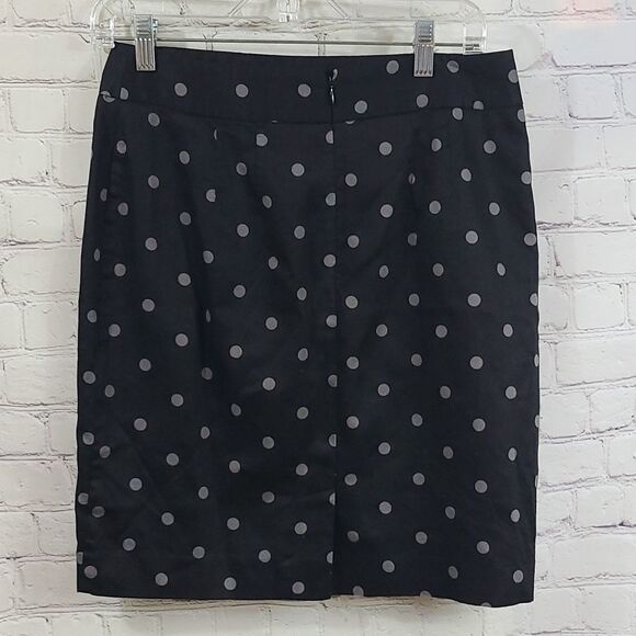 LOFT Black/Gray Polka Dot Straight Pencil Skirt Career Office Work Size 2 New - Picture 5 of 9